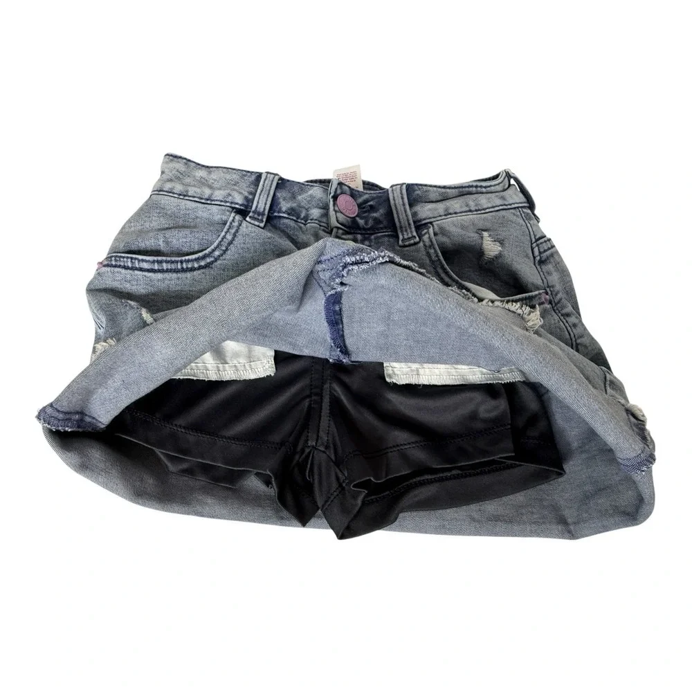 Justice Denim Acid Washed Mini Skort Girls 10 Pockets Distressed‎